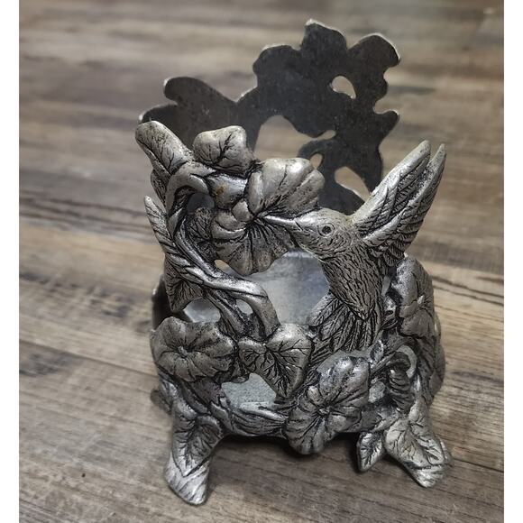 Carson Pewter 1995 Hummingbird jar candle holder beautiful condition - Picture 4 of 10